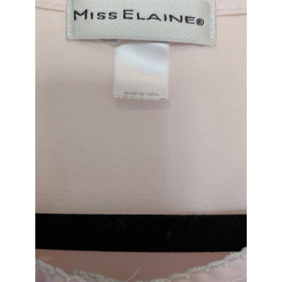 Miss Elaine Nightgown SM Pink Brushed Back Satin Maxi Embroidered Yoke Cozy - Picture 3 of 9